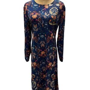 IMADALINE DRESS Blue Long Floral Dress,Boho, Size M, Has Extra Button‎ on inside